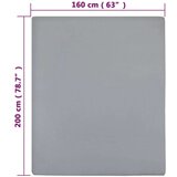vidaXL Plahta s gumicom od žerseja siva 160x200 cm pamučna | shoptok.hr