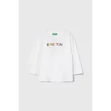 United Colors Of Benetton Otroška bombažna majica z dolgimi rokavi bela barva