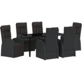 vidaXL set 7-delno jedilno pohištvo z blazinami črn poli ratan | Shoptok.si