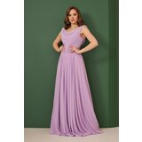 Carmen Lilac Chiffon Degajee Neck Long Evening Dress And Invitation Dress | shoptok.hr