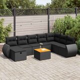  9-dijelni set vrtnih sofa s jastucima crni od poliratana Cijene