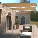 vidaXL Avtomatska tenda LED + senzor 350x250 cm rumena/bela | Shoptok.si