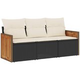  The Living Store Vrtna sedežna garnitura 3-delna z blazinami črn poli ratan - Vrtna Sedežna Garniture, (21459944) | Shoptok.si