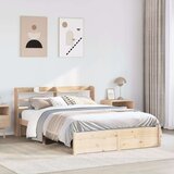 vidaXL Posteljni okvir z vzglavjem 120x190 cm trdna borovina | Shoptok.si