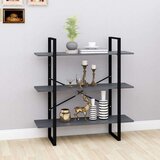 vidaXL knjižna omara 3-nadstropna siva 100x30x105 cm trdna borovina | Shoptok.si