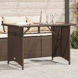 vidaXL Vrtna miza s stekleno ploščo rjava 110x68x70 cm poli ratan | Shoptok.si