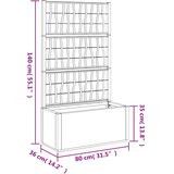 Vrtna sadilica s rešetkom tamnosiva 80 x 36 x 140 cm PP | shoptok.hr
