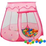 vidaXL Otroški šotor za igranje z 250 žogicami roza 102x102x82 cm