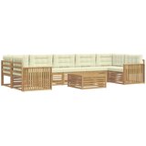 Set vanjskih sofa 8 kom. Bijela i krem Čvrsto drvo akacije | shoptok.hr