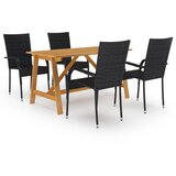  5-dijelni vrtni blagovaonski set crni Cijene