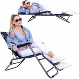 springos sklopiva vrtna ležaljka s podesivim položajem, plava | shoptok.hr