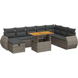 vidaXL 9-dijelni set vrtnih sofa poliratan i bagrem s jastucima sivi | shoptok.hr