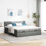 vidaXL Otomanski posteljni okvir z vzmetnicami siv 200x200 cm blago | Shoptok.si