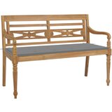 vidaXL Klupa Batavia sa sivim jastukom 120 cm od masivne tikovine Cijene