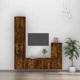 vidaXL Komplet TV omaric 4-delni dimljen hrast inženirski les | Shoptok.si