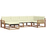  Set vanjskih sofa 6 kom. Prirodna i krem Čvrsto drvo akacije Smeđa 329 x 170,5 x 73 cm | shoptok.hr