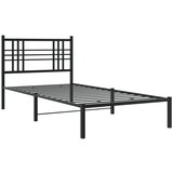  The Living Store Kovinski posteljni okvir z vzglavjem črn 90x200 cm - Posteljni Okvir, (21497975) | Shoptok.si