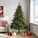  Umjetno božićno drvce s nogom 210 cm PVC i metal Zelena - Zelena 210 cm bez LED svjetala | shoptok.hr