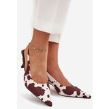 Boto Stiletto Pumps With Open Heel In Brown-White Dots Talira | Shoptok.si