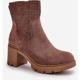 Boto Women's Heeled Boots with Zipper Eco Suede Brown Rashmi | ePonuda.com