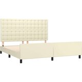  Okvir za krevet s uzglavljem krem 160x200 cm od umjetne kože - Krema 160 x 200 cm gumbi | shoptok.hr
