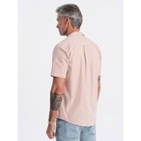 Ombre Men's short sleeve shirt with Cuban collar - light brown | shoptok.hr