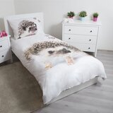 Jerry Fabrics Bela/rjava enojna bombažna otroška posteljnina 140x200 cm Hedgehog – | Shoptok.si