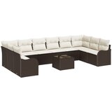vidaXL 10-dijelna vrtna garnitura s jastucima siva poli ratan, 2-sjedalna vrtna sofa s jastucima smeđa poli ratan Cijene