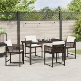 vidaXL Set od 5 vrtnih stolica za blagovanje s jastucima smeđi poli ratan | shoptok.hr