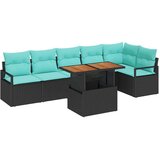  Komplet za jedilnico v vrtu z blazino 7 pcs Črna in Teal, (5000135688) Slike