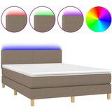  Box spring s madracem LED smeđesivi 140x190 cm tkanina | shoptok.hr