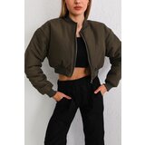 BİKELİFE Women's Khaki Oversize Bomber Jacket Coats Cene