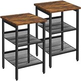 Songmics Garnitura stranske mize, nočna omarica, industrijski set 2 nočnih omaric, z nastavljivimi mrežastimi policami, dnevna soba, spalnica, hodnik, pisarna, hlev, rustikalno rjava in črna Let24X, (21292902) Cene