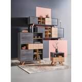 CARRYHOME visoka komoda, barve hrasta, temno siva | Shoptok.si