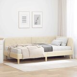 vidaXL Kotna postelja z vzmetnico z vzglavjem krema 90 x 190 cm blago | Shoptok.si