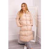 Kesi Quilted winter jacket with a hood beige Cene