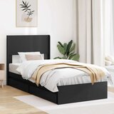 Okvir za krevet s pohranom i uzglavljem Crna 90 x 190 cm | shoptok.hr