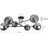  Luster na šipci VASCO 6xE27/60W/230V crna/zadimljeno-crna | Eponuda.com