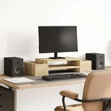 Stalak za monitor s pohranom boja hrasta 70 x 27 x 15 cm drveni