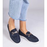 Gemre Navy blue eco-suede loafers with rhinestones Minilla | Shoptok.si