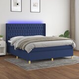 The Living Store Box spring postelja z vzmetnico LED modra 160x200 cm blago - Box Spring Postelja, (21515790) Cene