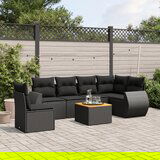 vidaXL 7-dijelni set vrtnih sofa od poliratana s jastucima crni | shoptok.hr