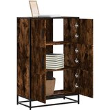 vidaXL Visoka omara dimljen hrast 68x35x106,5 cm inž. les in kovina | Shoptok.si