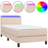 Maison Chic Box spring postelja - Vzmetna postelja z vzmetnico LED kapučino 80x200cm um. usnje SL2677, (21905562) Cene