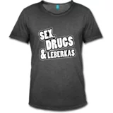 Gscheade Leibal moški majica s kratkimi rokavi poli-bombaž "sex, drugs & leberkas", vintage črna - m