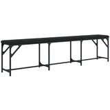  Blagovaonska klupa crna 186 x 32 x 45 cm čelik i umjetna koža | shoptok.hr