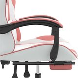  Vrtljivi gaming stol z oporo za noge belo in roza umetno usnje, (21377279) | Shoptok.si