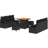 vidaXL set od 9 dijelova vrtnih sofa s jastucima crni poli ratan akacija, dvosjed vrtni sofa s odjeljkom za pohranu i jastučićima crni poli ratan, 3-dijelni vrtni set za jelo s jastučićima crni poli ratan akacija Cijene
