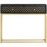 Maison Chic konzolna miza - miza ob steni črna in zlata 90x30x75 cm trden mangov les, (21785892) | Shoptok.si