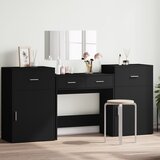 vidaXL Komplet toaletne mizice 4-delni črn inženirski les | Shoptok.si